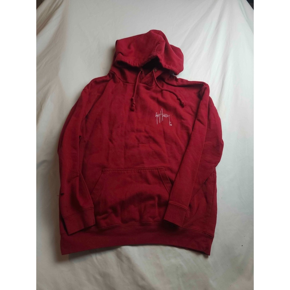 Guy Harvey Pullover Hoodie Mens Medium Red‎ Knit Graphic Fishing Gorpcore Sport